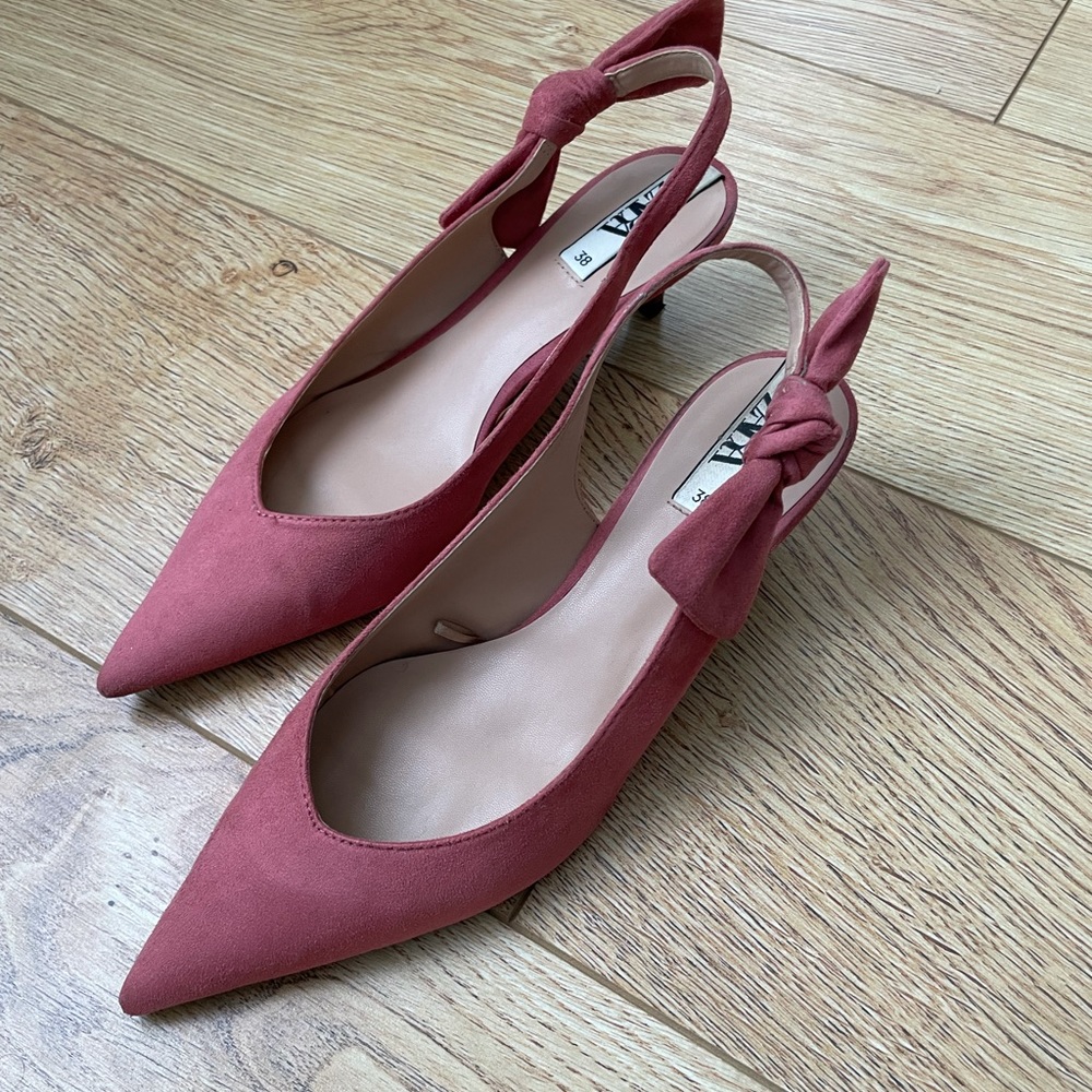 Zara heeled sling back shoes with bow